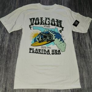 Volcom NWT Men's Gator Tubes Short Sleeve Tee White Florida Shirt Size Small